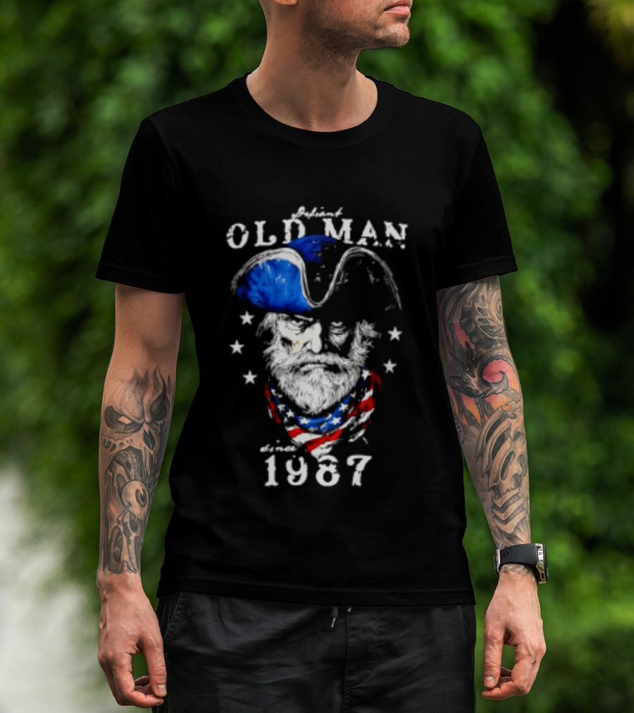 Old Man 1987 Patriotic Eagle And Stars T-Shirt