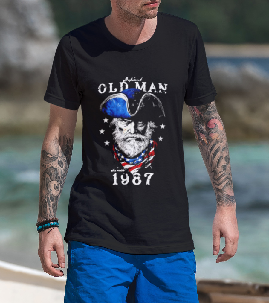Old Man 1987 Patriotic Eagle And Stars T-Shirt