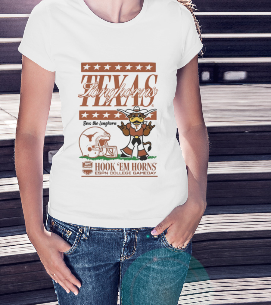 Texas Longhorns Bevo The Longhorn Hook 'Em Horns ESPN College Gameday 2026 T-Shirt