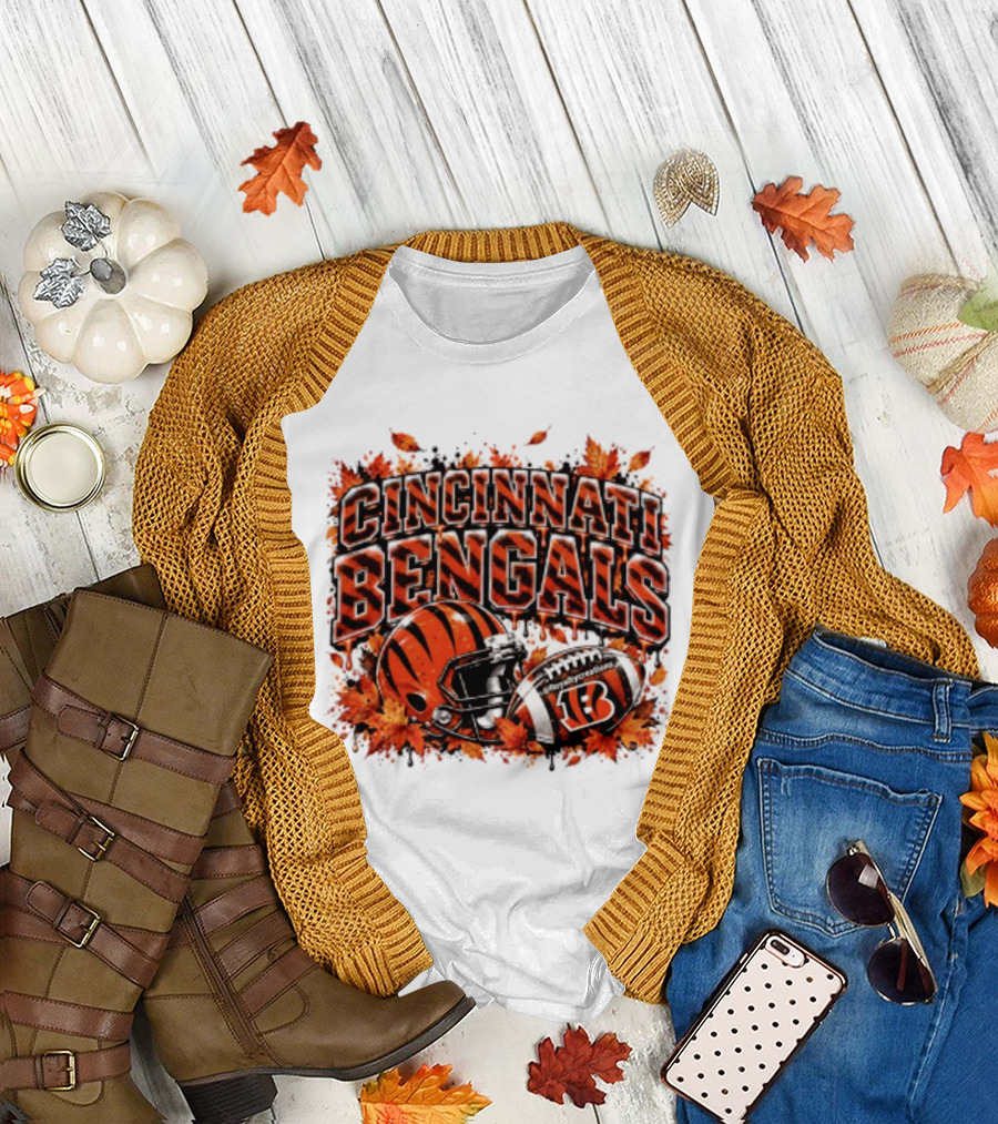 Cincinnati Bengals Autumn Football Helmet Halloween 2026 T-Shirt