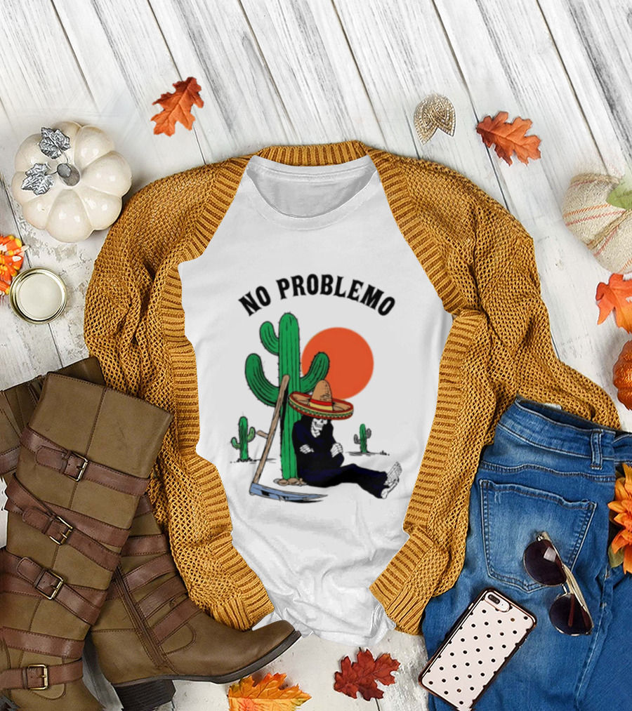 No Problemo Grim Reaper Sombrero Cactus Sunset Mexico T-Shirt