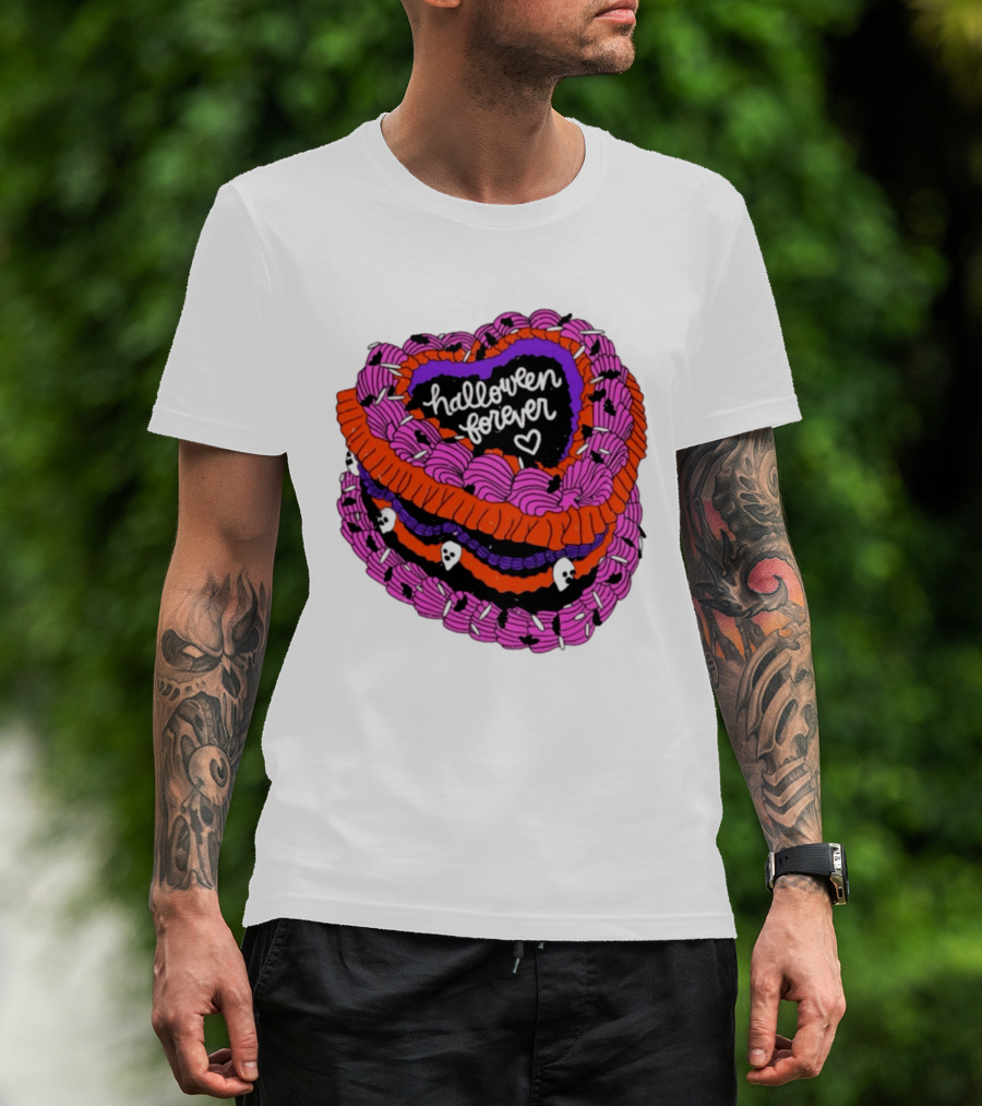 Halloween Forever Heart Cake Spooky Goth Aesthetic Skeleton Decor T-Shirt