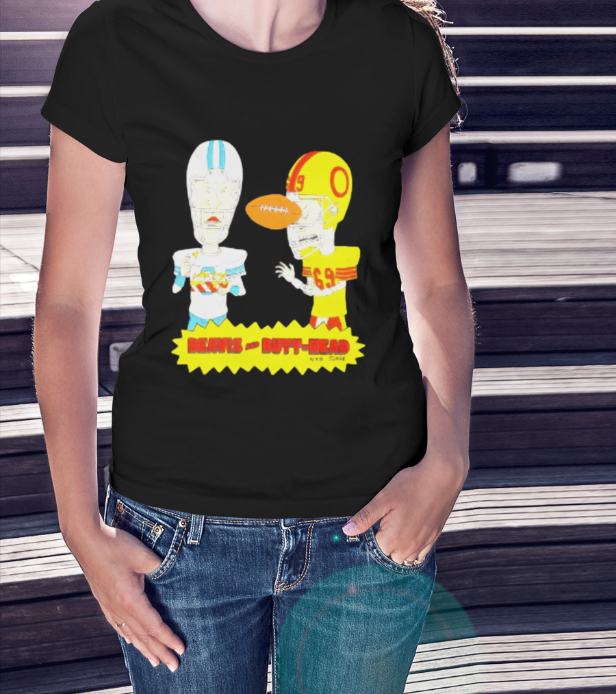 Beavis And Butt Head Football Parody Player Cartoons MTV Series 90s Humor T-Shirt
