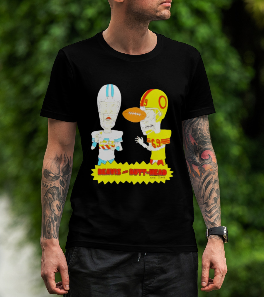 Beavis And Butt Head Football Parody Player Cartoons MTV Series 90s Humor T-Shirt
