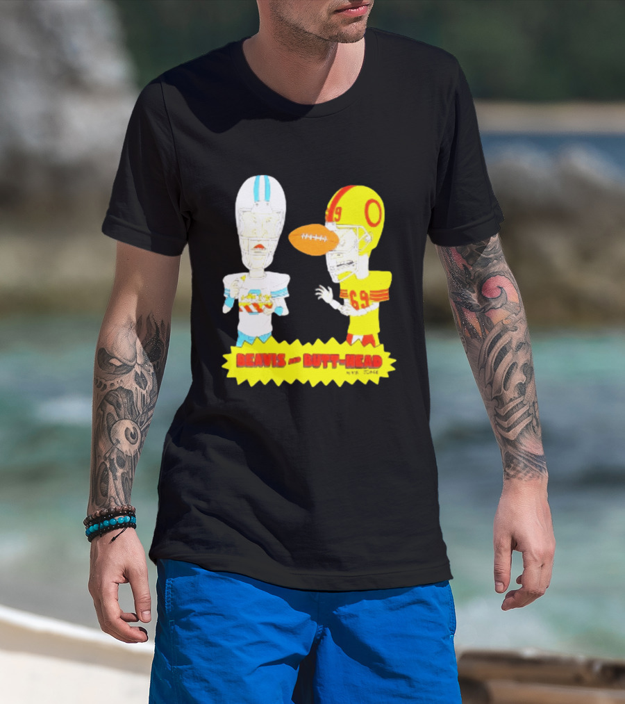 Beavis And Butt Head Football Parody Player Cartoons MTV Series 90s Humor T-Shirt