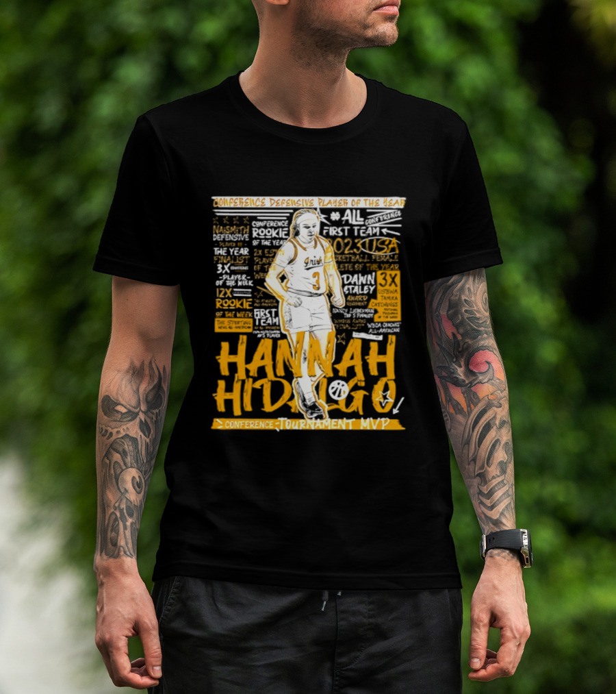 Hannah Hidalgo 2023 NCAA Conference Defensive Player Of The Year Tournament MVP Rookie Team Honors T-Shirt