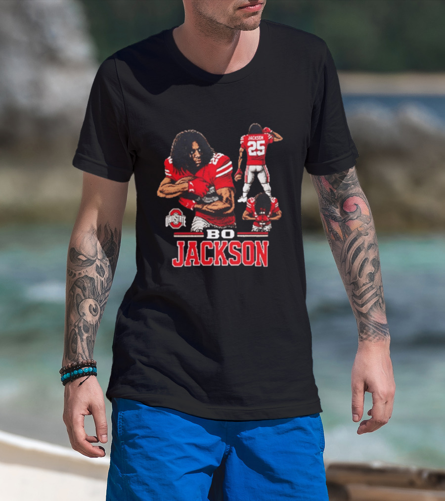 Ohio State Buckeyes Bo Jackson Football Player 25 Red Jersey T-Shirt