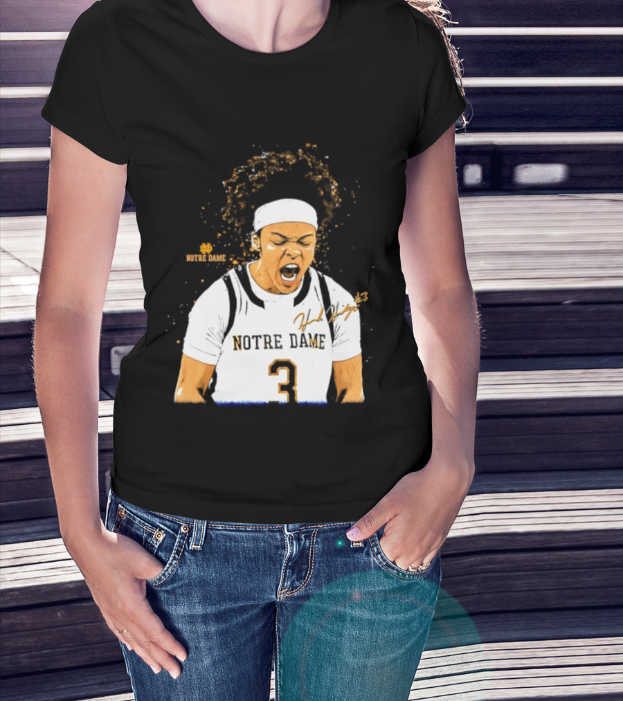 Notre Dame Basketball Hannah Hidalgo Caricature Number 3 NCAA Women's Player T-Shirt