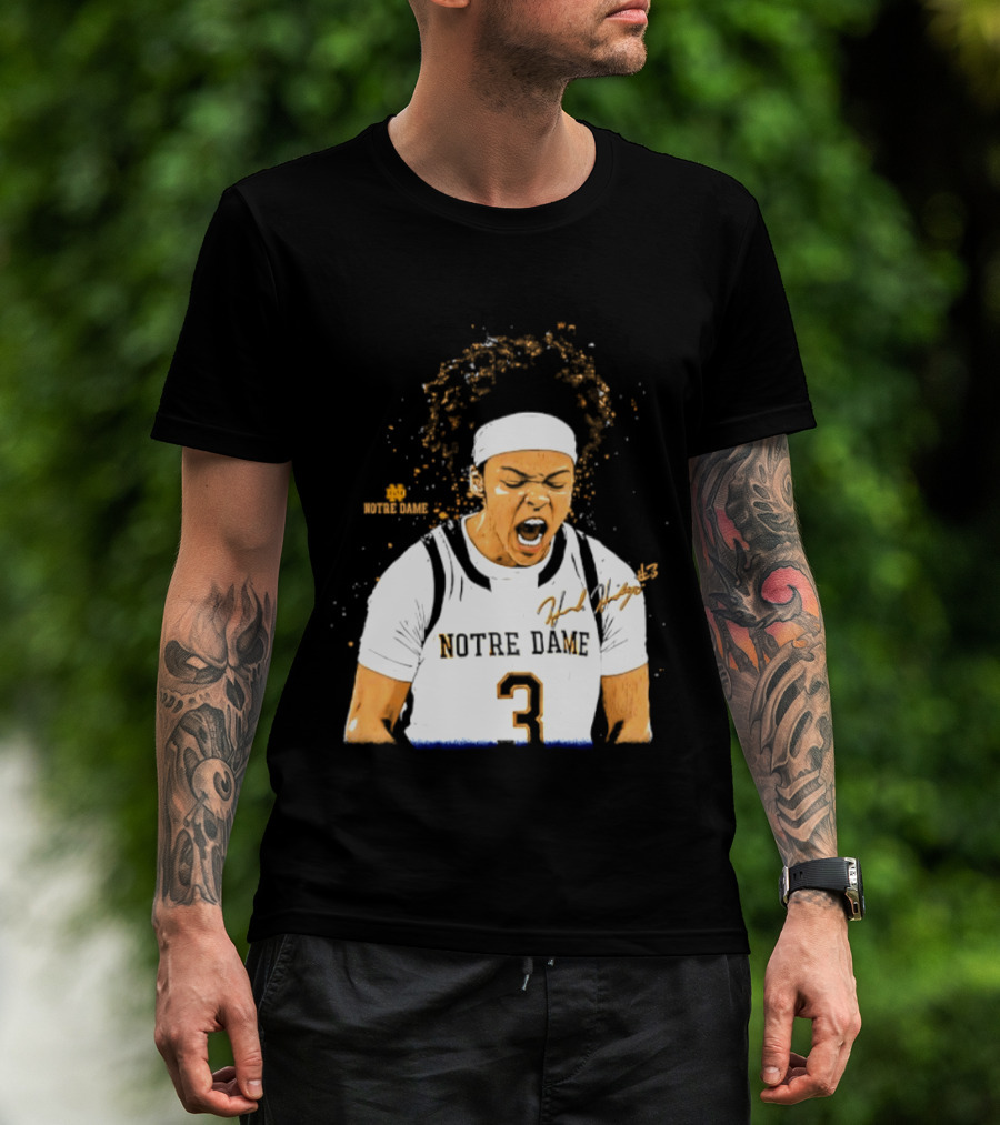 Notre Dame Basketball Hannah Hidalgo Caricature Number 3 NCAA Women's Player T-Shirt