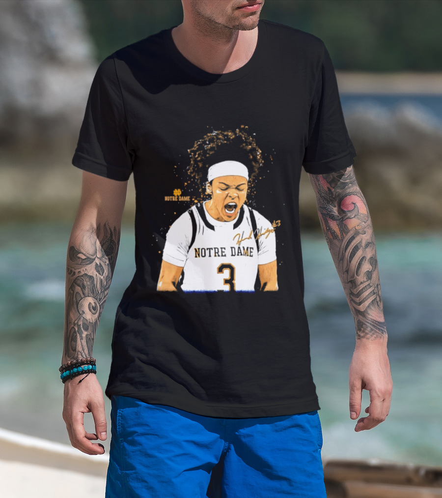 Notre Dame Basketball Hannah Hidalgo Caricature Number 3 NCAA Women's Player T-Shirt