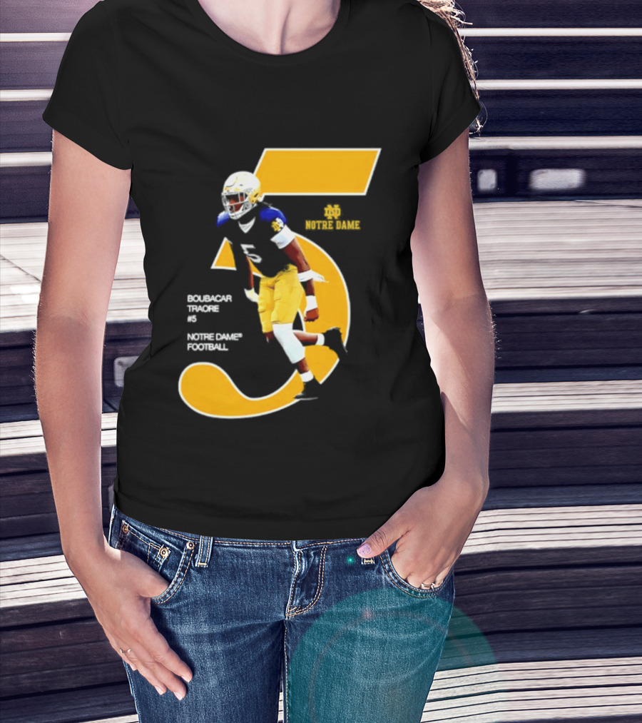 Boubacar Traore 5 Notre Dame Football Player NCAA Iconic Number T-Shirt