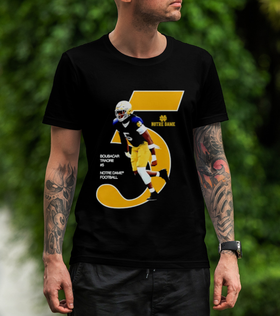 Boubacar Traore 5 Notre Dame Football Player NCAA Iconic Number T-Shirt