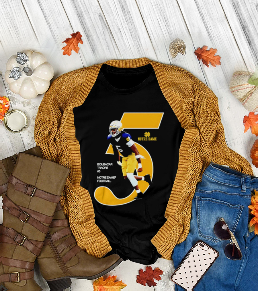 Boubacar Traore 5 Notre Dame Football Player NCAA Iconic Number T-Shirt