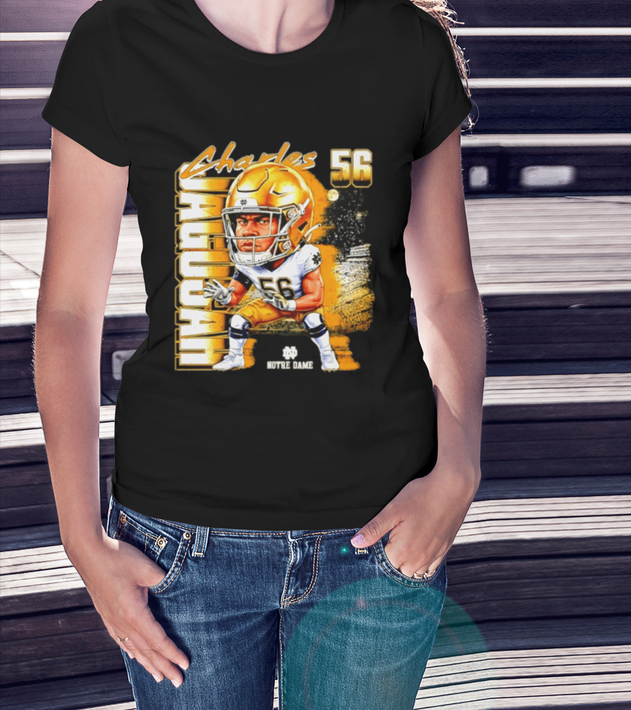 Charles Jagusah 56 Notre Dame Player NCAA Football Caricature T-Shirt