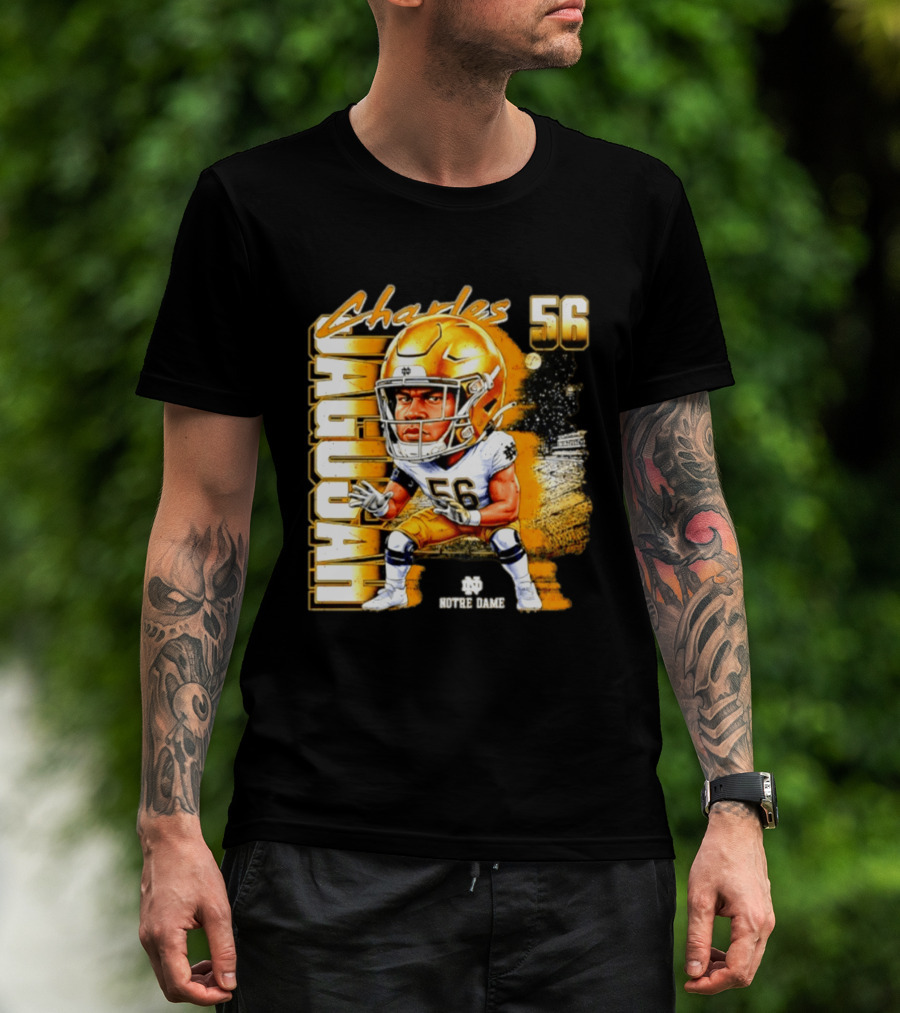 Charles Jagusah 56 Notre Dame Player NCAA Football Caricature T-Shirt
