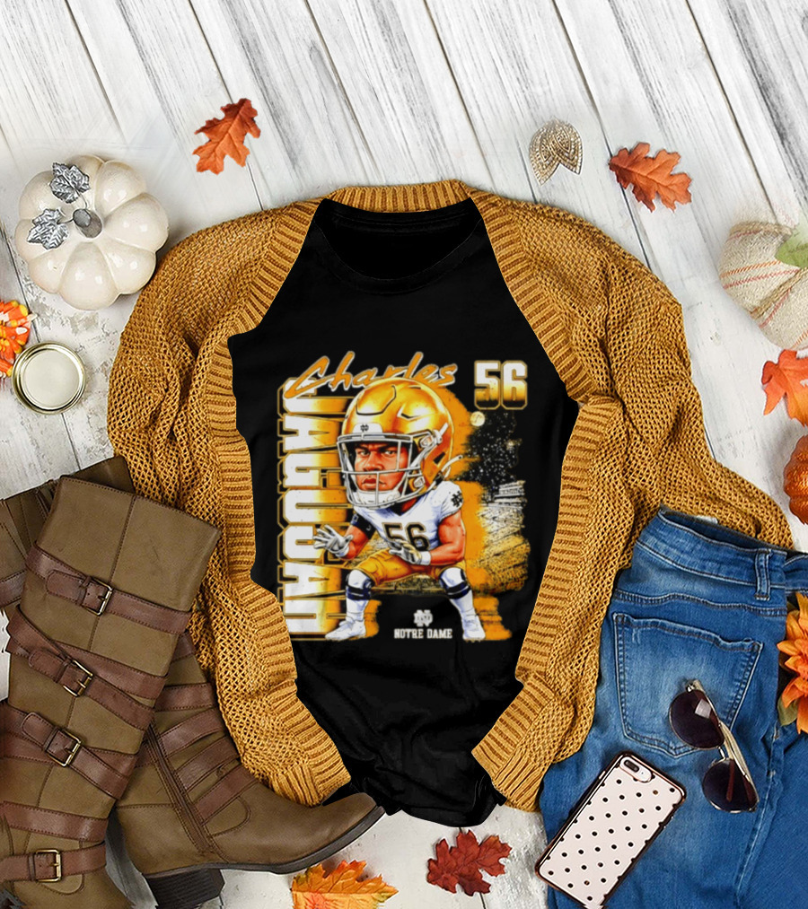 Charles Jagusah 56 Notre Dame Player NCAA Football Caricature T-Shirt