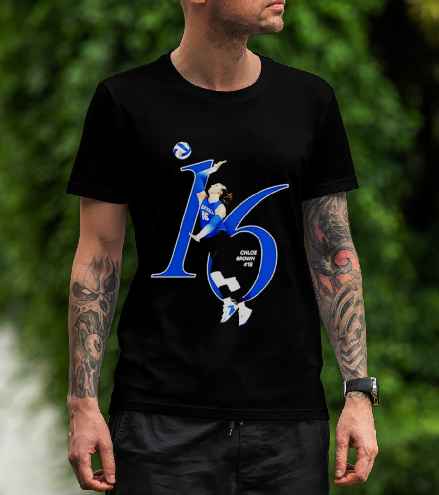 Chloe Brown 16 Buffalo Bulls NCAA Volleyball Player Action Pose T-Shirt