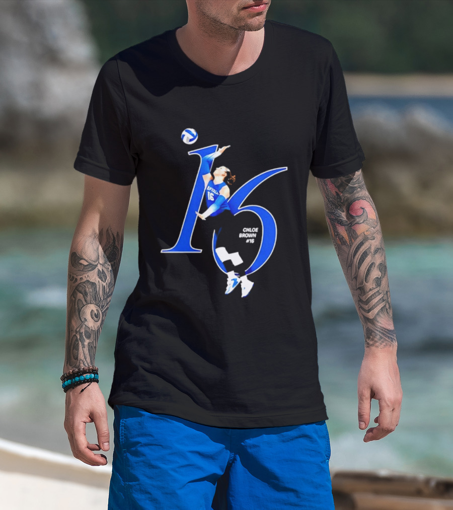 Chloe Brown 16 Buffalo Bulls NCAA Volleyball Player Action Pose T-Shirt