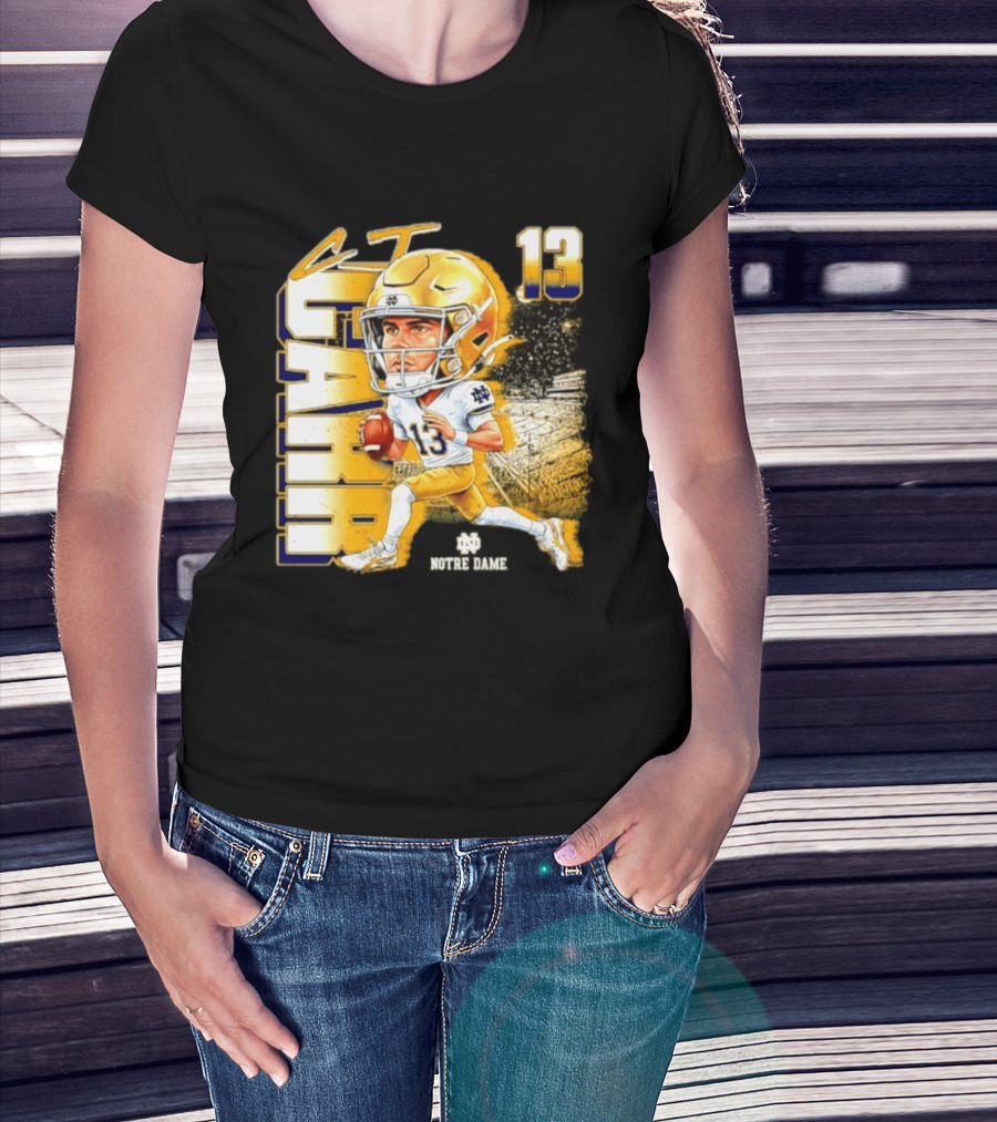 CJ Carr 13 Notre Dame Fighting Irish Football Player Caricature T-Shirt