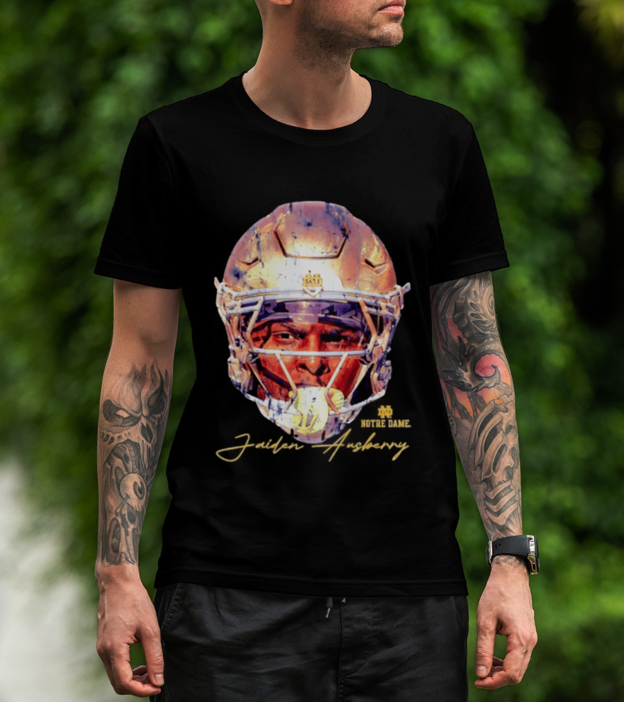 Notre Dame NCAA Football Helmet Jaiden Ausberry Swag Head T-Shirt