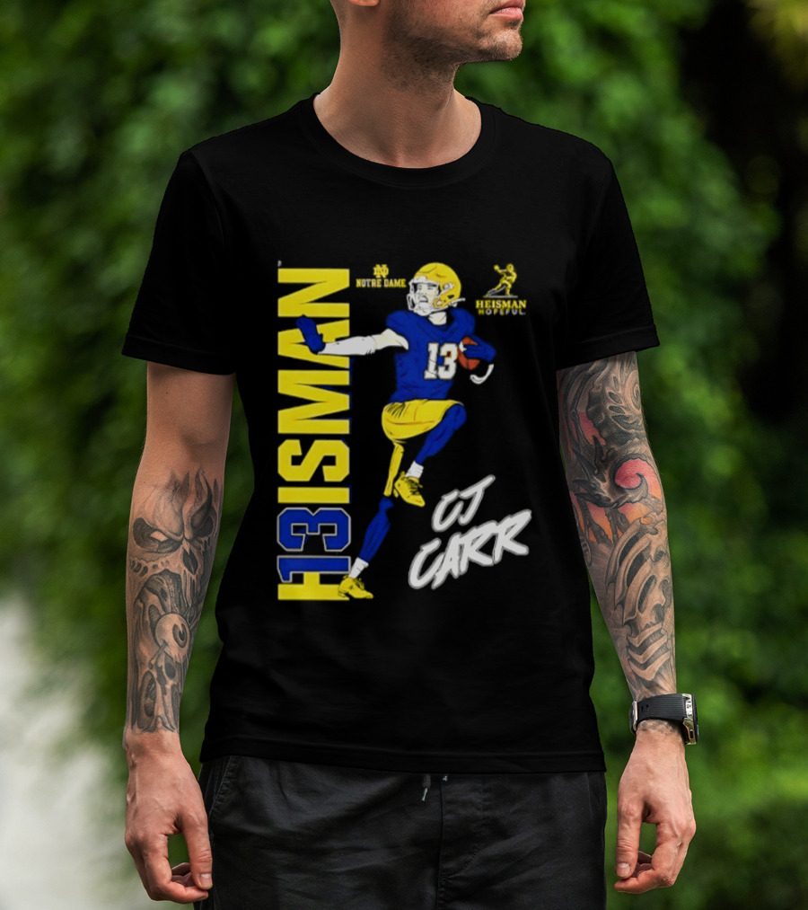 Notre Dame Football CJ Carr Heisman 13 NCAA T-Shirt