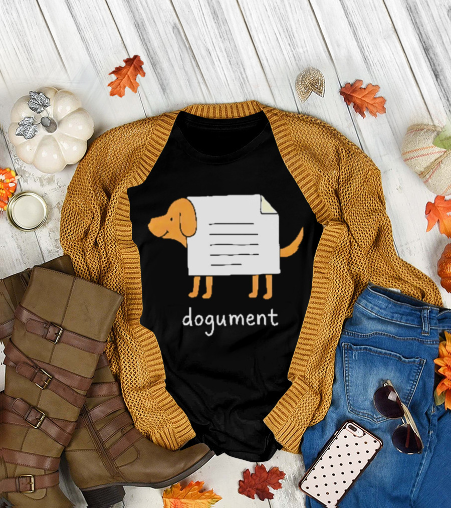 Dogument Pun Dog Document Office Humor T-Shirt