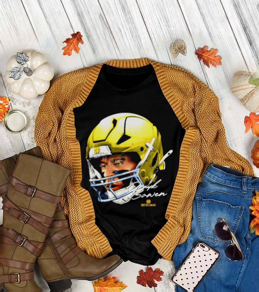 Notre Dame Drayk Bowen NCAA Football Headgear Fan Gear T-Shirt