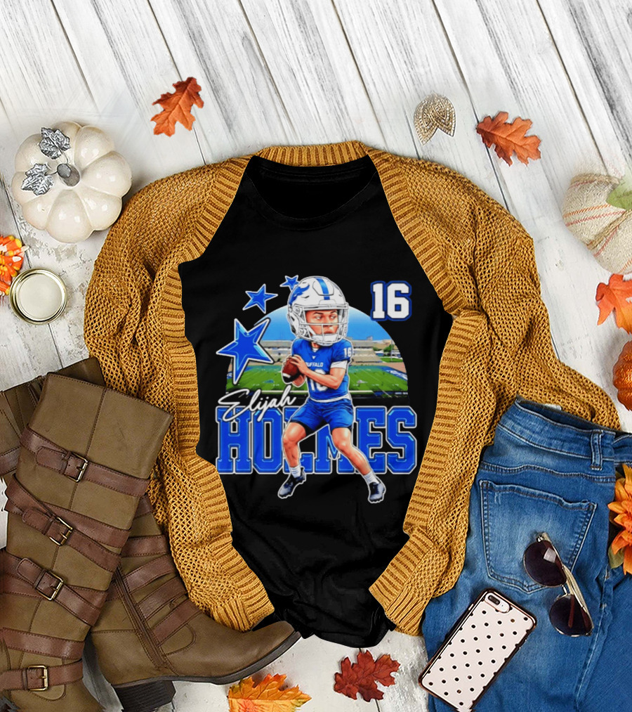 Elijah Holmes 16 Buffalo Bulls NCAA Football Caricature T-Shirt