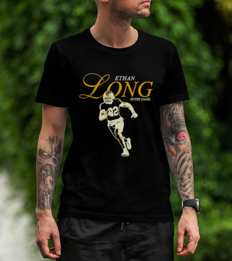 Ethan Long 22 Notre Dame NCAA Football Player T-Shirt