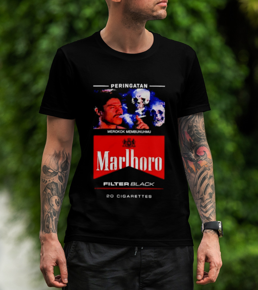 Marlboro Filter Black Peringatan Merokok Membunuhmu 50 Cigarettes T-Shirt