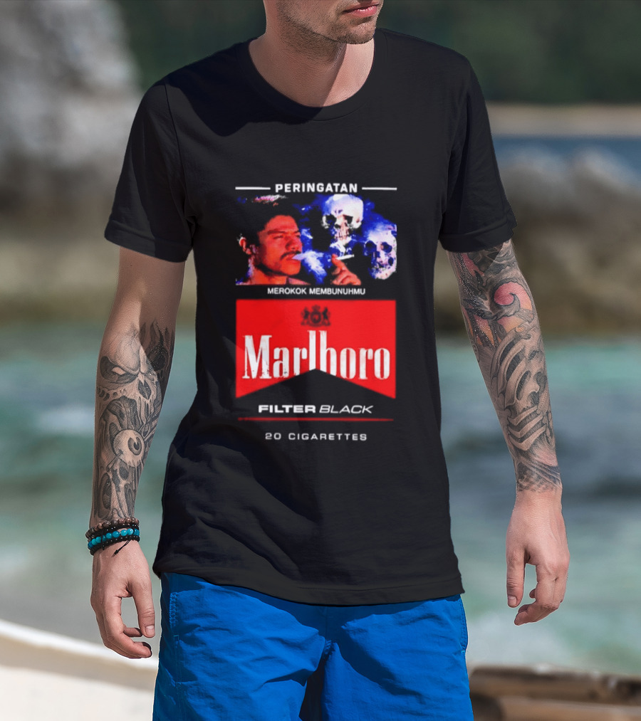 Marlboro Filter Black Peringatan Merokok Membunuhmu 50 Cigarettes T-Shirt