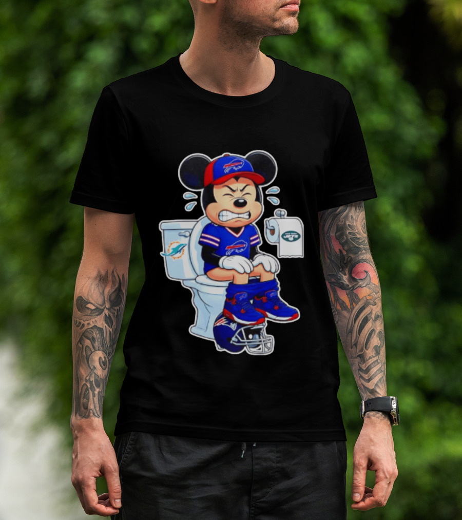 Mickey Toilet Buffalo Bills Defeat Jets Dolphins Patriots Football T-Shirt