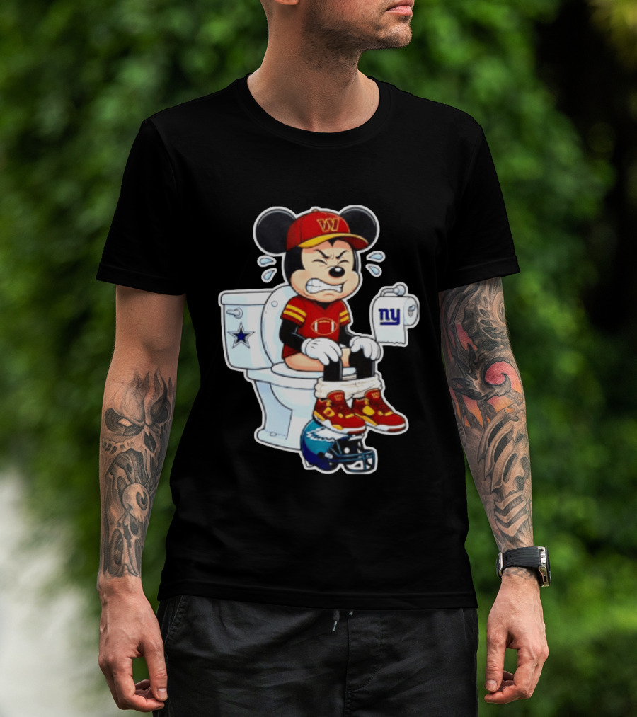 Mickey Toilet Washington W Frustrated Cowboys Giants Eagles Football Rivalry T-Shirt