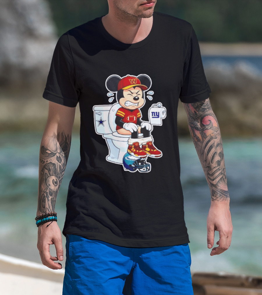 Mickey Toilet Washington W Frustrated Cowboys Giants Eagles Football Rivalry T-Shirt