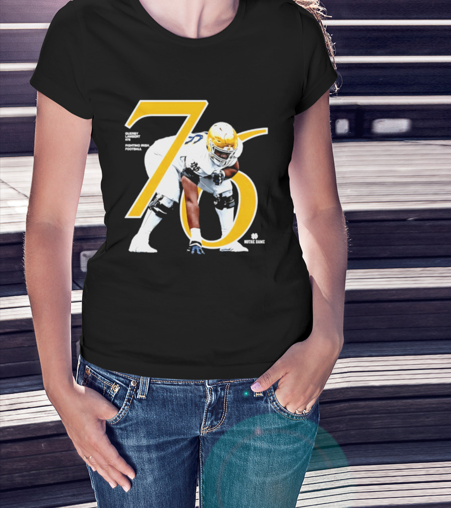 Notre Dame Football Player Number 76 Guerby Lambert NCAA T-Shirt