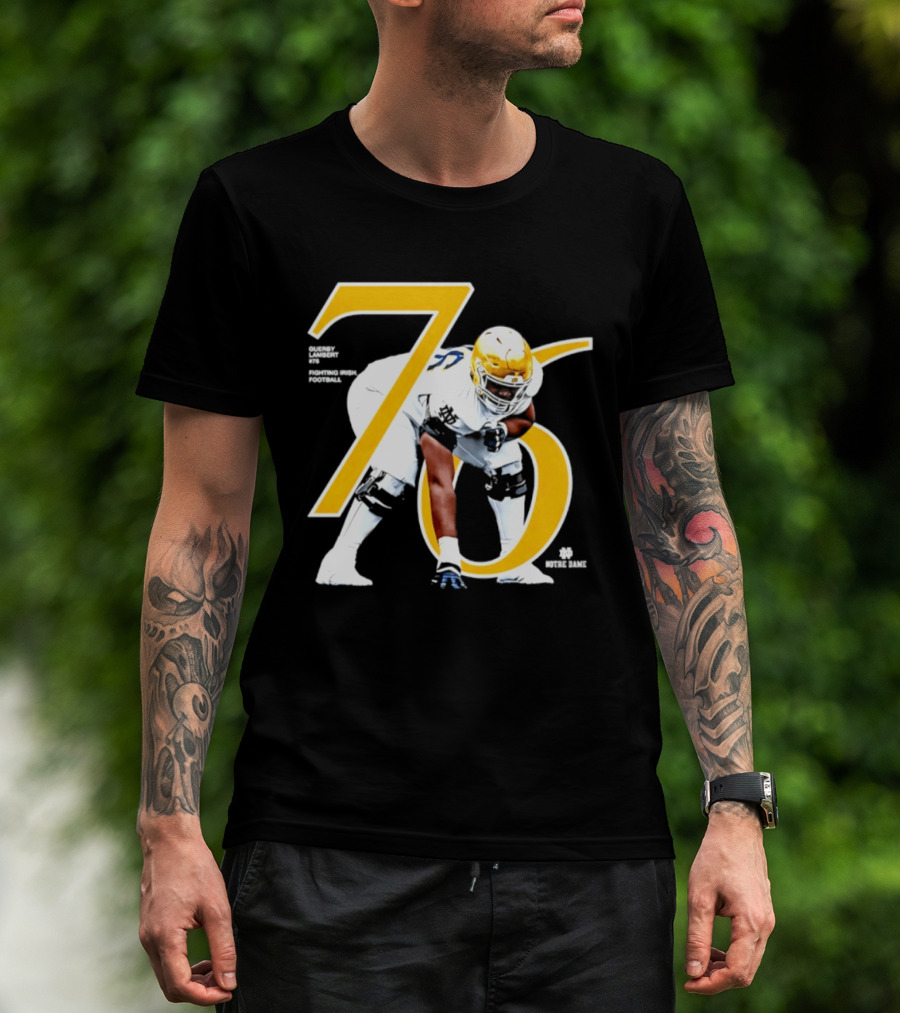Notre Dame Football Player Number 76 Guerby Lambert NCAA T-Shirt