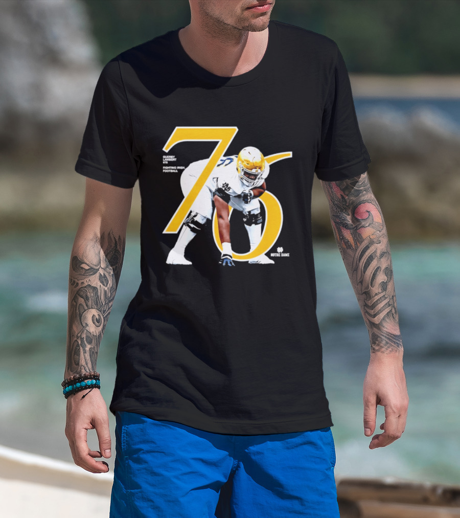 Notre Dame Football Player Number 76 Guerby Lambert NCAA T-Shirt