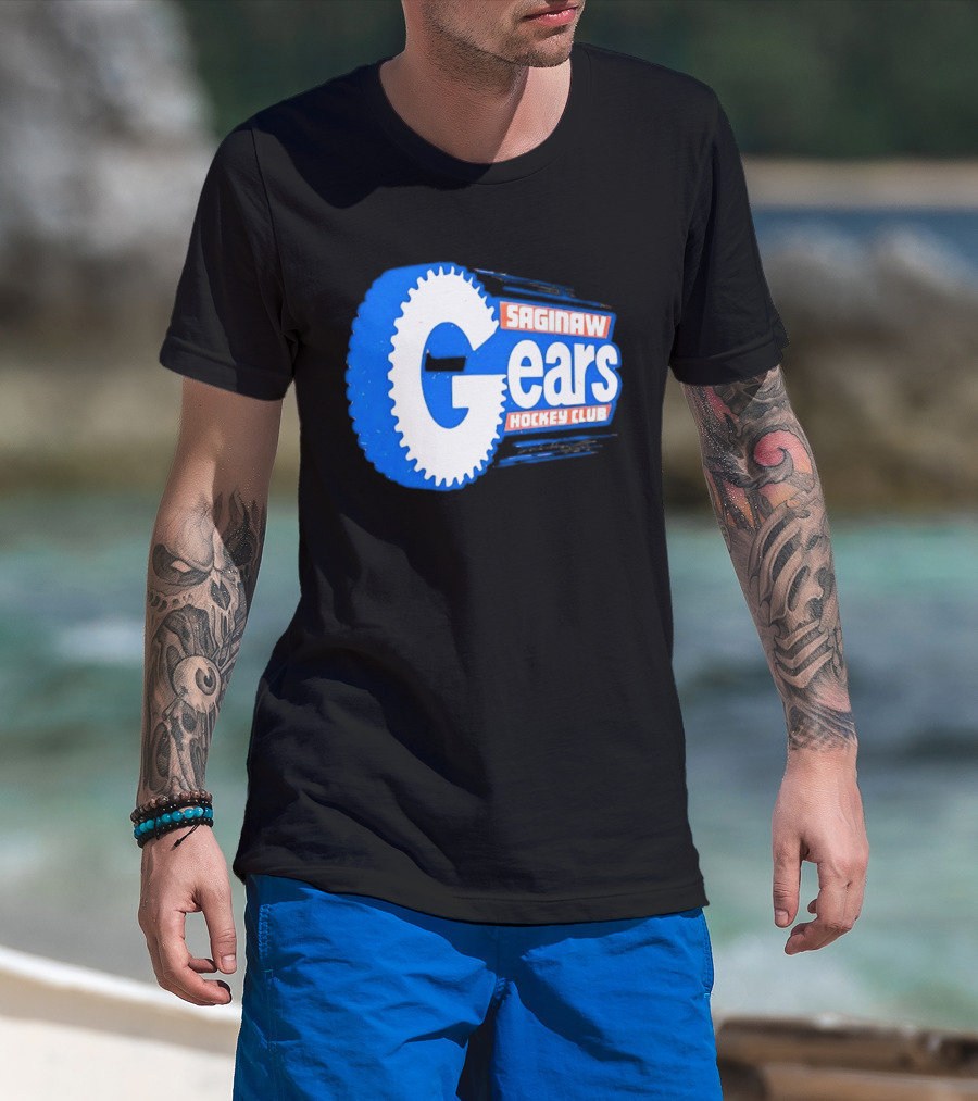 Saginaw Gears Hockey Club IHL Retro Team T-Shirt