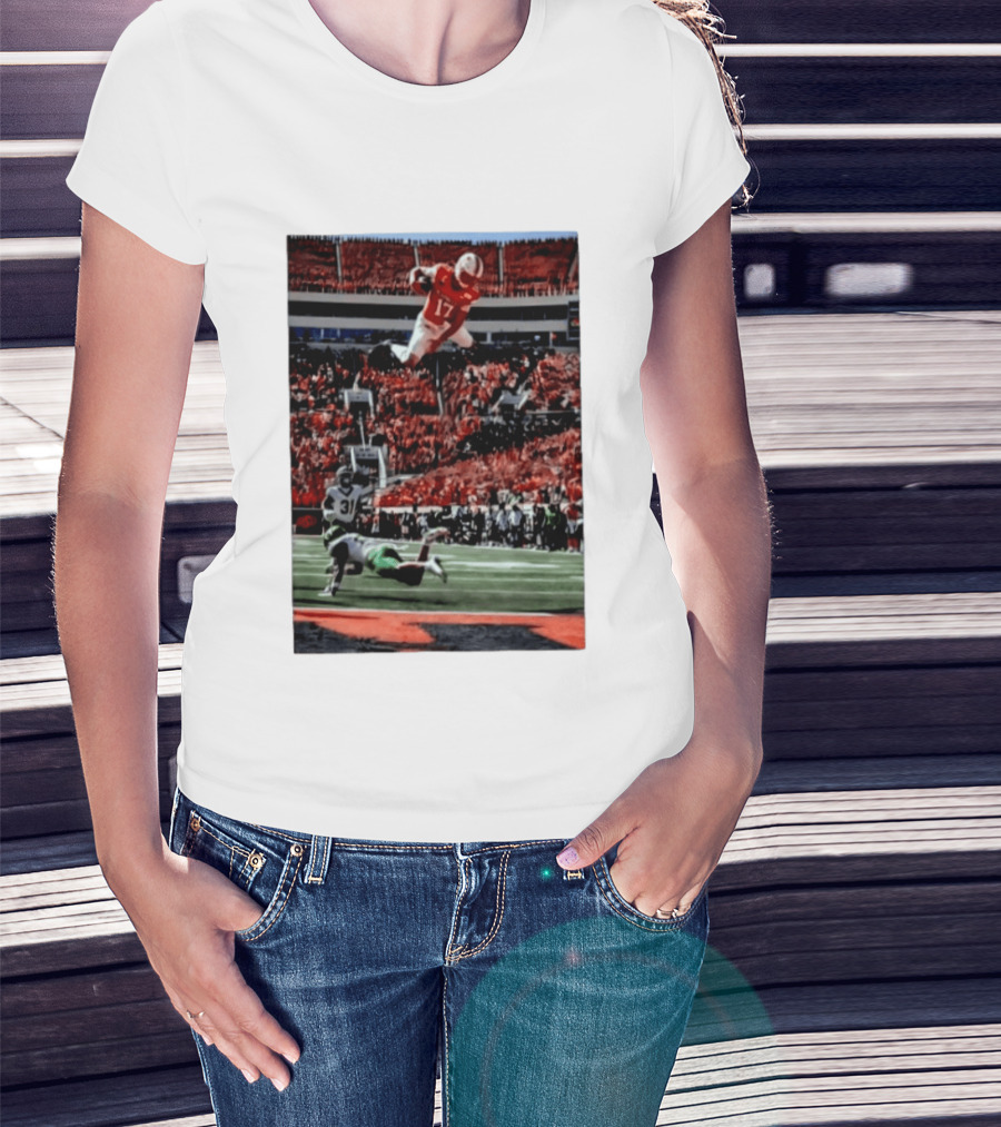Brennan Presley Oklahoma State Cowboys Touchdown Football Action Stadium Scene T-Shirt