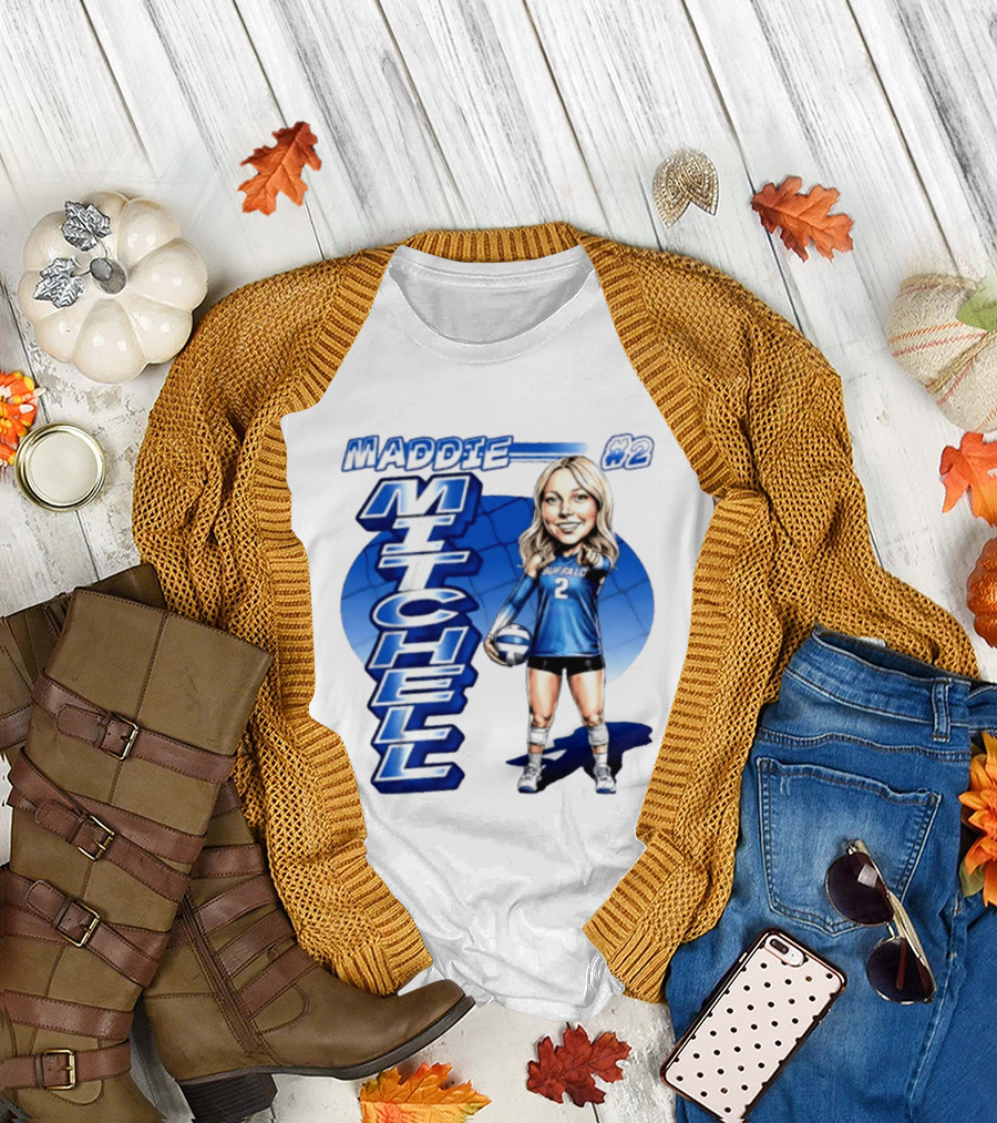 Maddie Mitchell #2 Buffalo Volleyball Caricature T-Shirt
