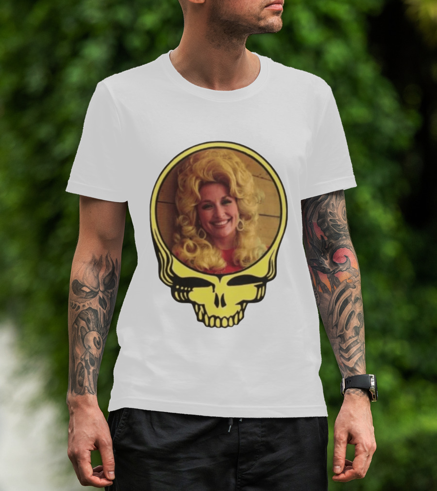 Dolly Parton Grateful Dead Skull Motif T-Shirt
