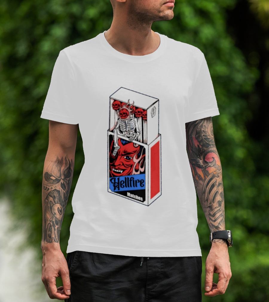 Hellfire Matches Devil Skeleton Occult Red Skull T-Shirt