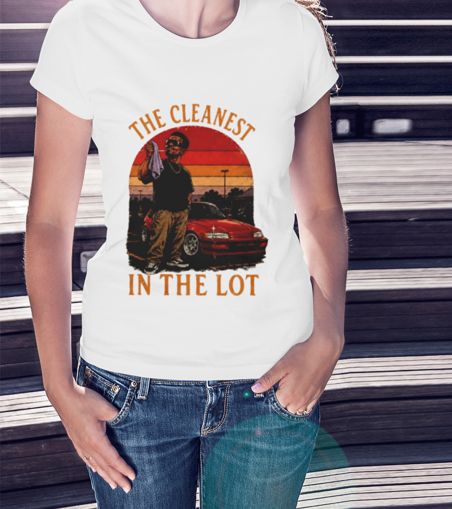 The Cleanest In The Lot Retro Car Enthusiast Sunset Scene T-Shirt