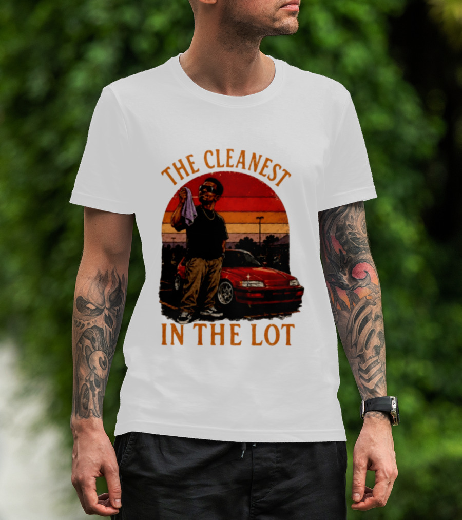 The Cleanest In The Lot Retro Car Enthusiast Sunset Scene T-Shirt
