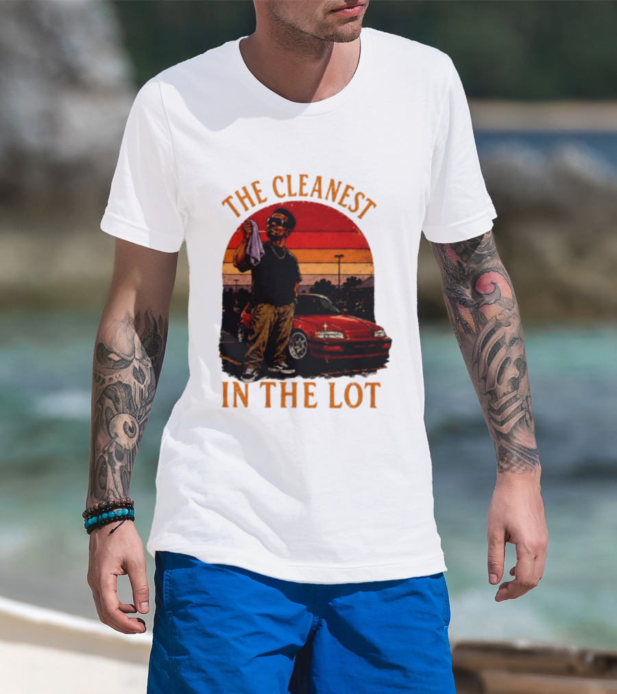 The Cleanest In The Lot Retro Car Enthusiast Sunset Scene T-Shirt