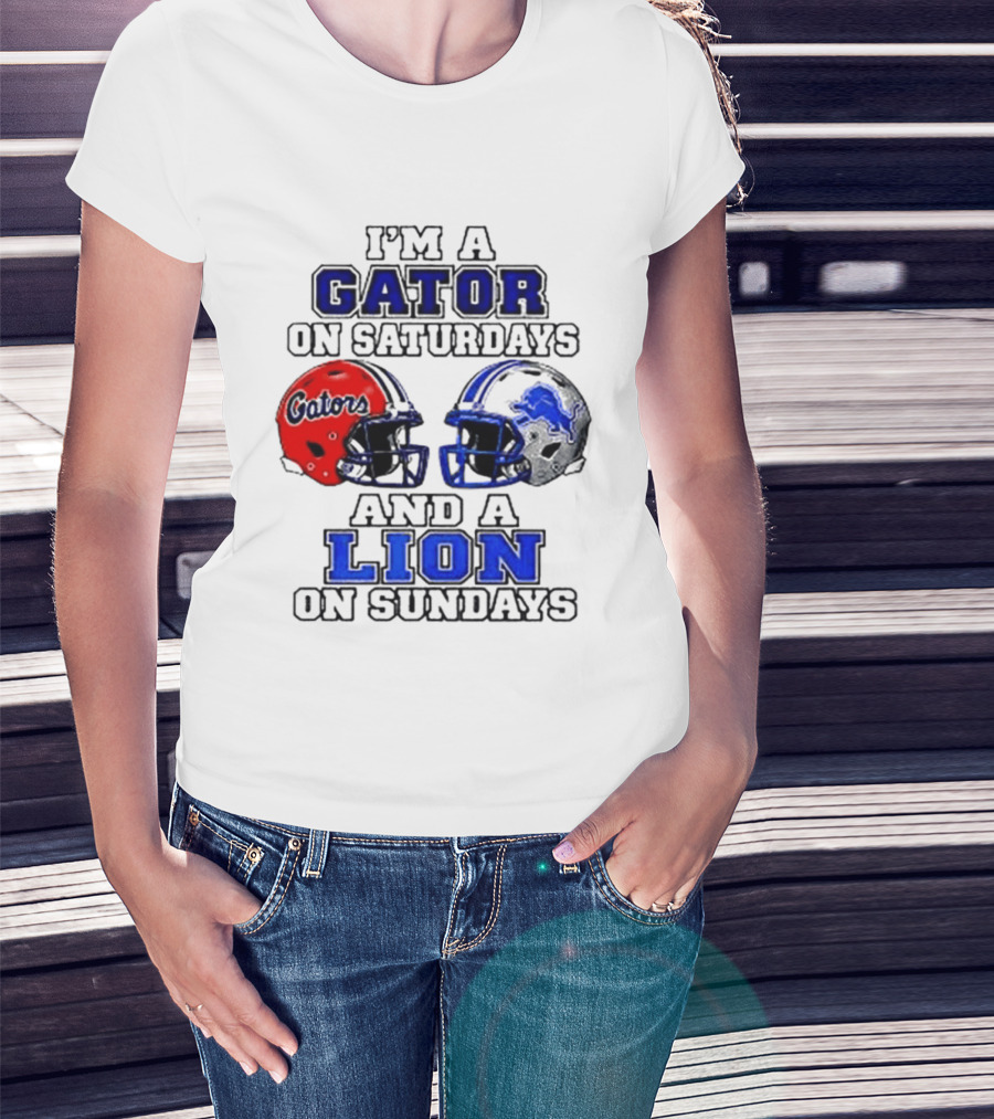 I'm A Gator On Saturdays And A Lion On Sundays Football Helmets T-Shirt