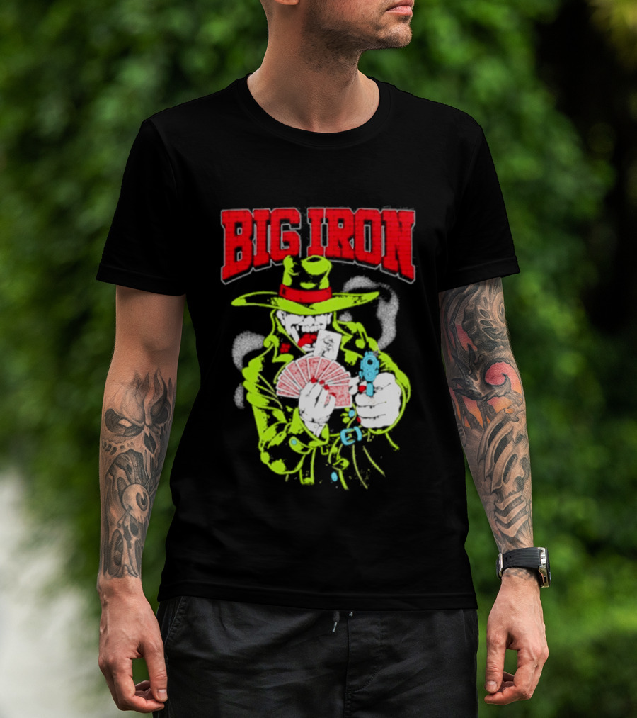 Big Iron Joker Cowboy Western Playing Cards T-Shirt