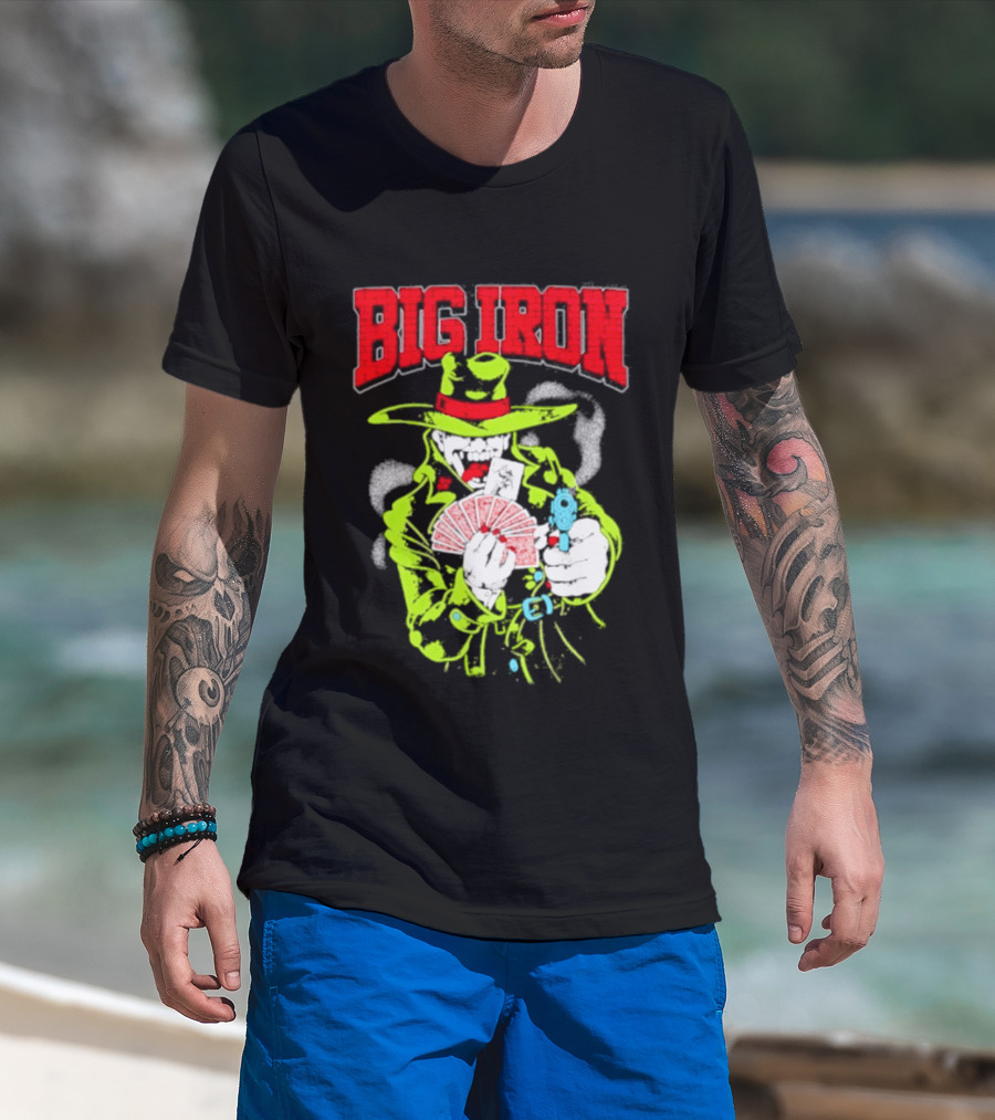 Big Iron Joker Cowboy Western Playing Cards T-Shirt