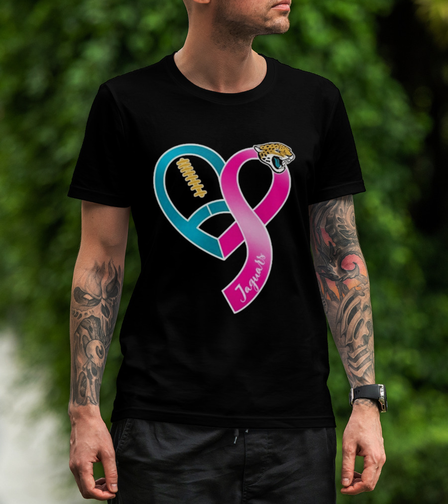 Jacksonville Jaguars Breast Cancer Awareness Heart Ribbon 2026 T-Shirt