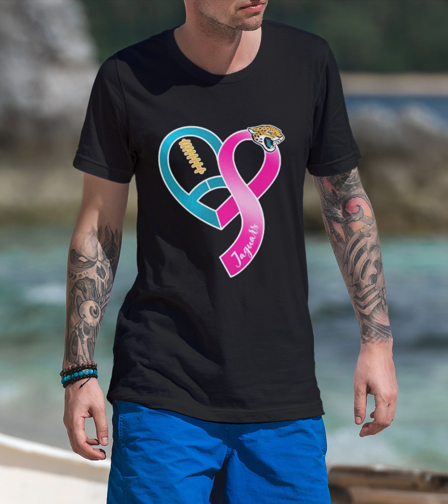 Jacksonville Jaguars Breast Cancer Awareness Heart Ribbon 2026 T-Shirt
